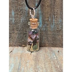 Self discovery and motivation spell herb crystal jar intention necklace